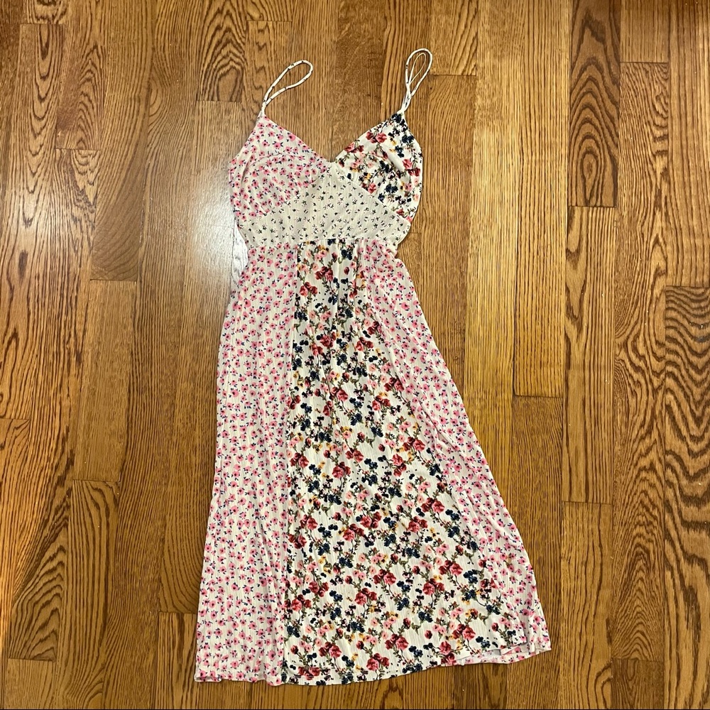 Zara floral mixed print midi dress size medium